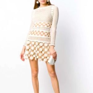 NWT Self-Portrait 3D Floral Crochet Lace Dress. UK 6 US 2